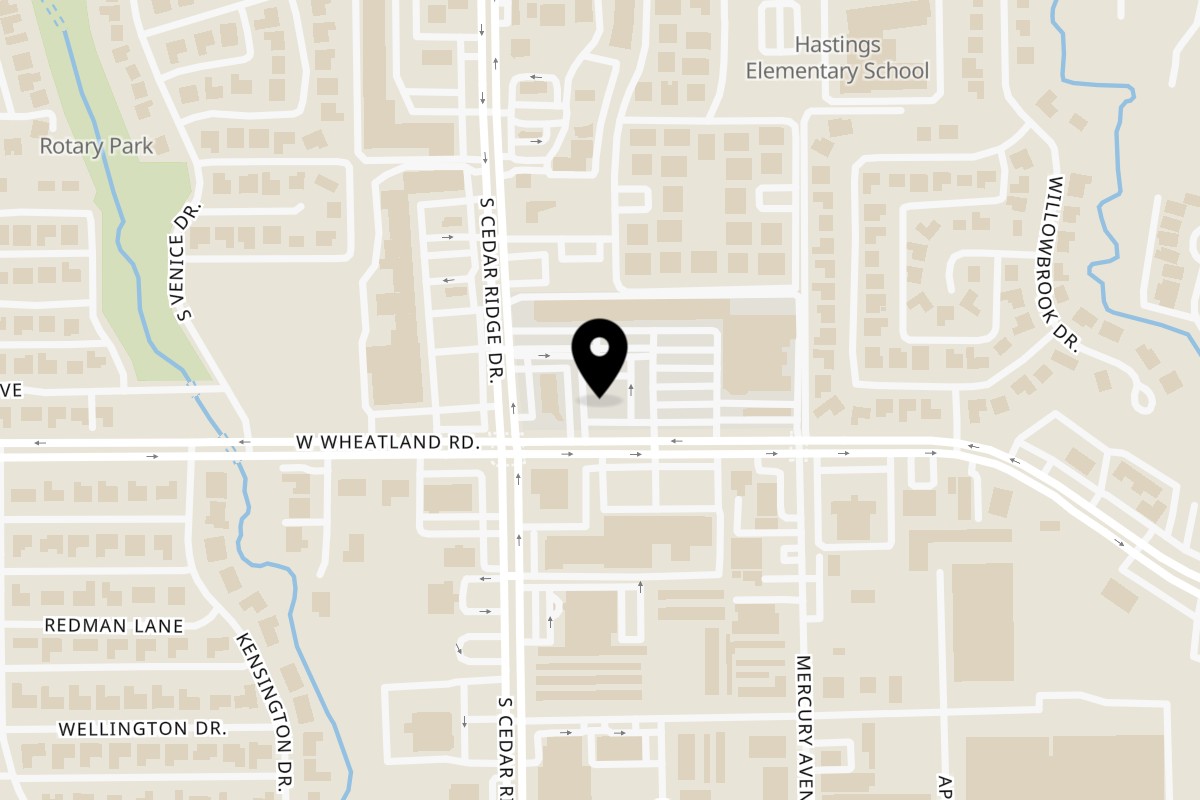 Map showing the location of Take Out Burgers on 795 West Wheatland Road in Duncanville